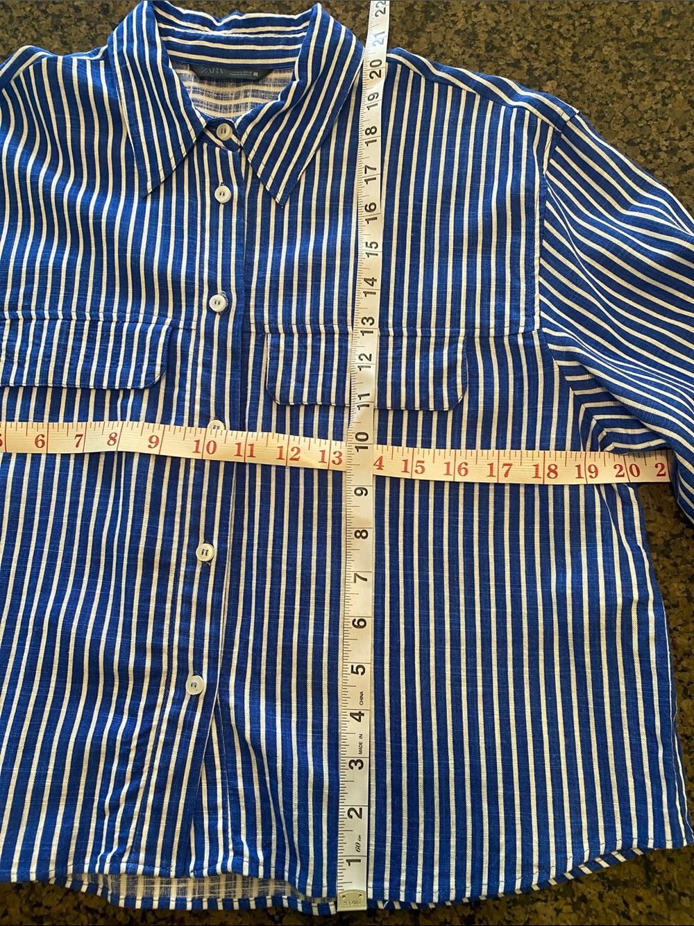 ZARA Blue and White Striped Button-down Shirt - Picture 4 of 5